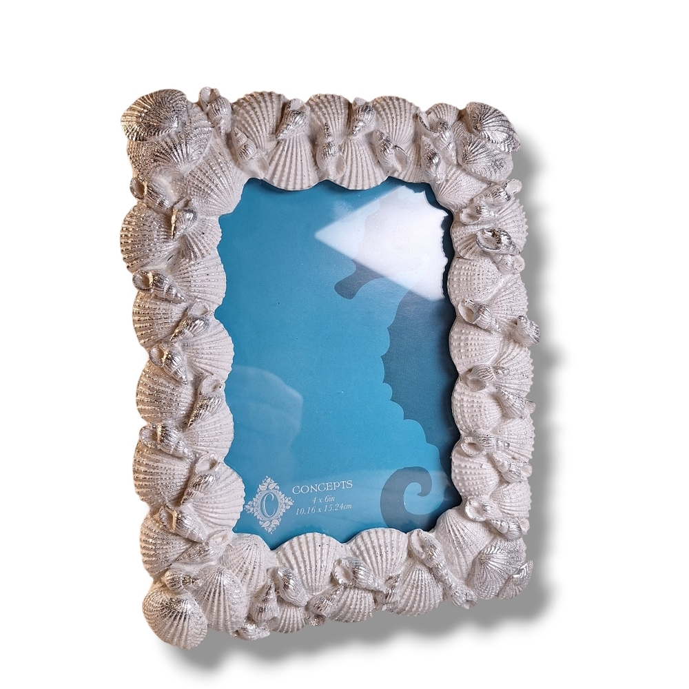 Concepts 4"x6" Picture Frame Seashells Sparkly White SilverNew with tags